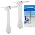 2 X Heavy Duty Ground Spike Beach Umbrella Anchor Flag Holder Spiral Stake Stand