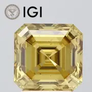 IGI Certified 2.07 Ct Fancy Intense Brownish Yellow VS2 Asscher Cut Lab Diamond