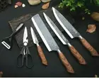 Handmade Chef Knife Set Hammered Forged Steel Wood Handle Nakiri Utility Slicing