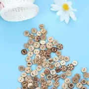 50pcs/bag New Handmade Dress Sewing Wooden Buttons Flower Pattern Scrapbooking