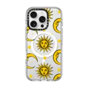 iPhone 16 Pro Clear Case MagSafe Compatible Sun Moon Stars Transparent Gold Yellow
