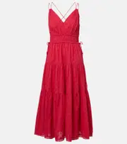 [Ulla Johnson] Ulla Johnson Freya polka-dot cotton dobby midi dress AU 12 pink