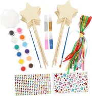KOMBIUDA DIY Princess Wand Kit Unfinished Star Wand Painting Set for Boys and Girls