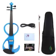 Yinfente Blue Electric Silent Violin 4/4 Ebony Parts Free Case Nice Tone #EV11