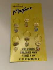 Hallmark Maxine Wine Drink Charms Markers Full Bodied & Sassy Crabby Hour Sneers