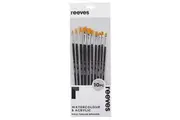 Reeves Gold Taklon LH Flat Round Filbert & Angle Paint Brushes Painting Set