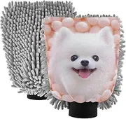 XYMZR Dog White Cute Absorbent Microfiber Car Wash Mitt, Funny Cute Anime Scratch Free for Cars Cleaning, Home Cleaning Mitts, 2 Pack, 10.24” L x 7.09” W