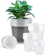 [RAOOKIF] 50 Pack Nursery Pots, 7/6/5/4/3.5 Inch Clear Nursery Pot for Plants, Plastic Plant Pots with Drainage Holes, Seed Starter Garden Pots for Flower, Seedling, Cuttings, Transplanting