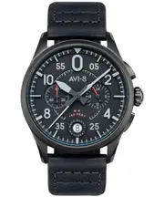 AVI-8 Spitfire Lock Chronograph Slate Black Quartz AV-4089-03 50M Mens Watch
