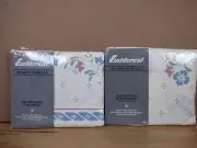 VTG Fieldcrest Twin Flat & Fitted Sheets Set Percale Floral Pattern NOS