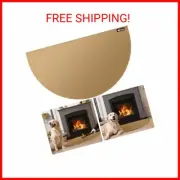 FLASLD Fireproof Fireplace Mat 24×42Inch Half Round Hearth Rug Protects Floors f