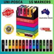 Uni POSCA Paint Marker Pen -Medium Point Set of 15 (PC-5M15C) FAST FREE SHIP