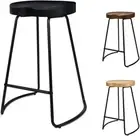 Set of 2 Bar Stools 65Cm Black Tractor Dining Chairs with Floor Protector Retro