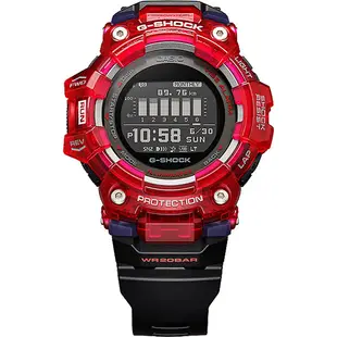 CASIO 卡西歐 G-SHOCK 多功能運動藍芽電子錶-紅 GBD-100SM-4A1