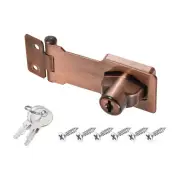 3Inch Keyed Hasp Locks Twist Knob Locking Keyed Different, Copper