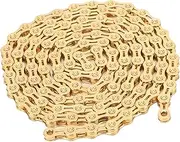 Folanda Half Hollow 10-Speed Chain, 116 Links, 1/2 x 11/128 Inch, Carbon Steel, High Strength, Wear Resistant, Lightweight, Road & Mountain Bicycle Chain, Gold, Quick Installation