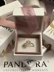 Authentic Pandora 14k Gold “LACE BOTANIQUE” Ring 150182CZ RETIRED Size 52/6 US