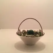 sterling silver/copper Easter Basket Miniature-grass-egg-metal Arts-hand Wrought