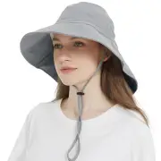 Women's Sun Hat with Neck Flap, UPF 50+ UV Protection Wide One Size Dark Grey