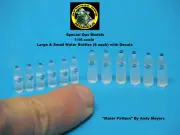 1/16 scale Modern Clear Water Bottles Small & Large (12 pcs) with Decals
