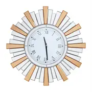 Fin Retro Beveled Mirrored Wall Clock Silent Non-Ticking Clock Home Decor Au