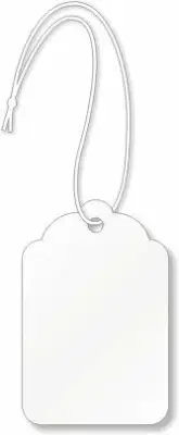 Merchandise Tags, White #1 (15/16" x 5/8"), Hole-with String - Box of 1,000 Tags