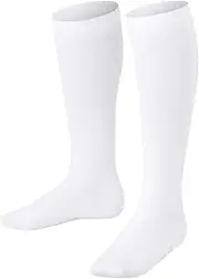 [FALKE] Unisex Kids Family Knee-High Socks Sustainable Cotton Black Navy Blue More Colours Long Boot Sock For Boys Or Girls Classic Plain Pattern For All Seasons School Or Casual Looks 1 Pair, White (White 2000) new - eco-friendly, 9-11.5