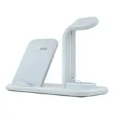 3 in 1 Charging Stand Qi Fast Charging Station Base for iPhone AirPods and Apple Watch White
