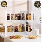 2 Tier Pull-Out Plastic Storage Rack Organizer Kitchen Cabinet Drawer Shelf