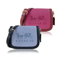 在飛比找momo購物網優惠-【COACH】SADDLE 壓印馬車LOGO撞色荔枝紋牛皮馬