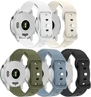 [T Tersely] 20mm Silicone Bands for Garmin Vivoactive 5/Vivoactive 3, 5Pack Soft Adjustable Nylon Sport Straps for Garmin Venu,Venu SQ/SQ2/2 Plus,Vivomove Luxe/Style/Trend, Forerunner 55/158/245/645