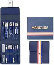 12-16pcs/set Nail Cutter Set Stainless Steel Nail Clippers Set With Folding Bag Manicure Cutter Kits Scissors Makeup Beauty Tool,12 pcs Blue