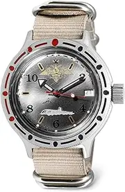 [VOSTOK] | Amphibian 420392 Submarine Automatic Self-Winding 40mm Diver Wrist Watch | WR 200m | Steel Dial Mechanical Watch | Luminous dots