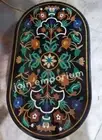 24"x18" Black Marble Coffee Table Top Semi Precious Stone Inlay Work Side Table