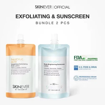SKINEVER Body Brightening Sunscreen Lotion UVA/UVB Niacinamide,Centella 100ml x2