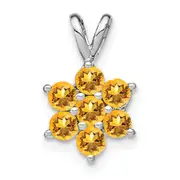 14k White Gold Citrine Floral Pendant