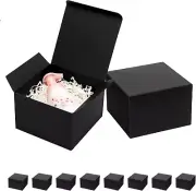 Mcfleet Black Gift Boxes with Lids 6X6X4 Inches 10 Pack Groomsmen Proposal Cardb