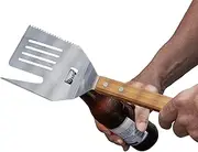 Grilling Spatula | Steel Spatula Turner Grill Tools - Wooden Handle Stainless Steel Turner Bottle Opener, Kitchen Gadgets for Outdoor Camping Burger Pancake Fish
