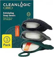 Cleanlogic Sports Exfoliating Soap Saver Black/Grey, Removes Dry and Dead Skin, Daily Skincare Routine, Reusable, Vegan Friendly, Suitable for all Skin Types, Pack of 3