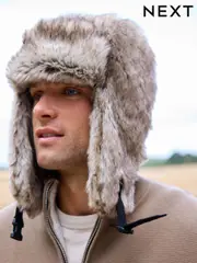 Grey Trapper Hat (B42090) | $25