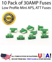 Premium 10 Pack 30 AMP Automotive APS ATT Low Profile Mini Blade Fuses 30A