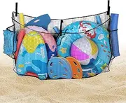 Pool Float Storage Net, Mesh Net Organizer Bag, Large Capacity Poolside Toy Holder for Balls Floats Towels Gear, Outdoor Deck Beach Boat Camping Water Gym Use, 149.86x29.97x85.09cm