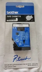 Brother Cassette Tape P-Touch TC-14Z1 White On Clear 3/8” Laminated Labels - New