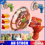 Dinosaur Bubble Gun Automatic Bazooka Soap Water Bubble Machine Toy Electric FHA
