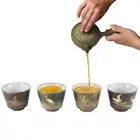 4pcs Retro Kiln Baked Tea Cup Set Japanese Style Ceramic Kung Fu Teaware Drinkwa