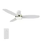 48" White Indoor Outdoor Flush Mount Smart LED Ceiling Fan Elegant Plywood Blade