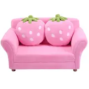 Costway Double Strawberry Sofa Chair Couch Lounge Upholstered Armchair Pink