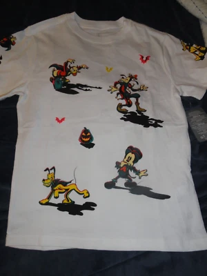 XL Youth Disney SPOOKY Mickey, Donald, Goofy, Pluto & Chip & Dale Tee Shirt NWT