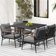 Livsip 4 Seater Outdoor Dining Set Patio Furniture Garden Black Table and Chairs