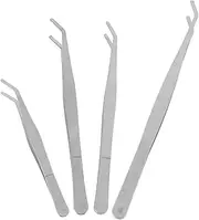 Levemolo 4pcs Succulent Gardening Tool Gardening Supplies Terrarium Tools Long Tweezers for Plants Pluckers Tweezers Plant Stainless Steel Silver